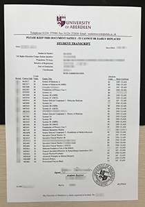 University Of Aberdeen Transcript