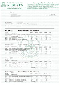 University of Alberta Transcript, Buy Fake University of Alberta Transcript