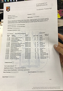 fake University of Birmingham Transcript