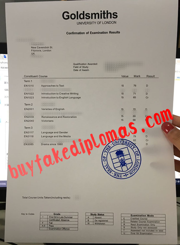 Goldsmiths University of London Transcript, Buy Fake Goldsmiths University of London Transcript