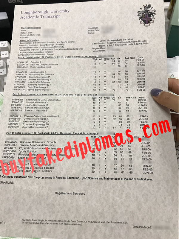 Loughborough University Transcript, Buy Fake Loughborough University Transcript