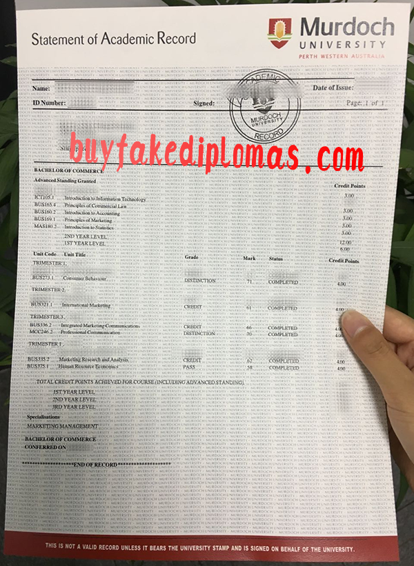 Murdoch University Transcript, Buy Fake Murdoch University Transcript