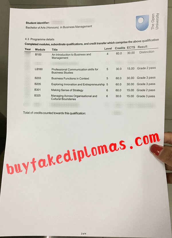 Open University Transcript, Buy Fake Open University Transcript