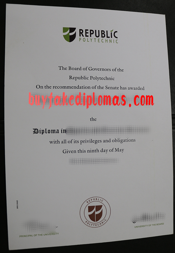 Republic Polytechnic Diploma, Buy Fake Republic Polytechnic Diploma