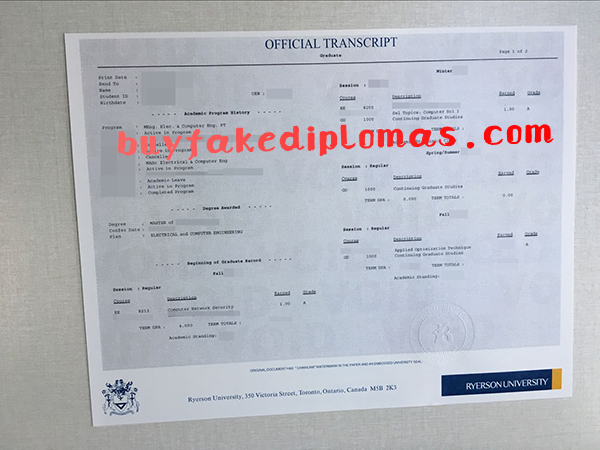 Ryerson University Transcript, Buy Fake Ryerson University Transcript