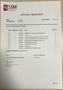 SIM University Transcript, Buy Fake SIM University Transcript