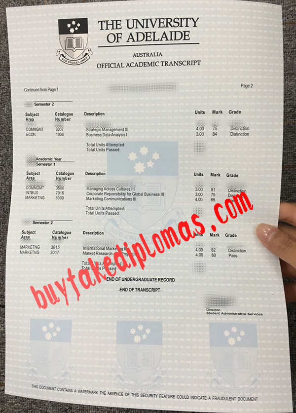 University of Adelaide Transcript, Buy Fake University of Adelaide Transcript