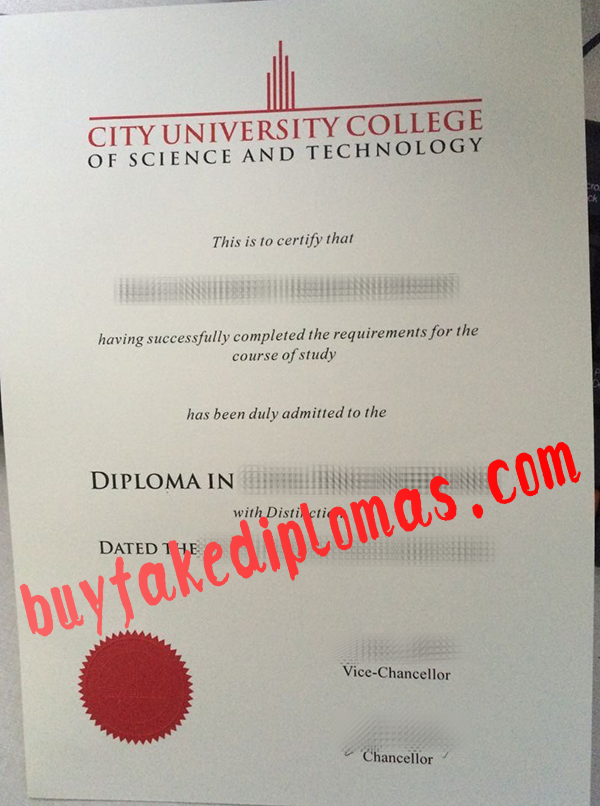City University College of Science and Technology Diploma, Buy Fake City University College of Science and Technology Diploma