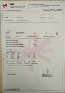 INTI Transcript, Buy Fake INTI Transcript