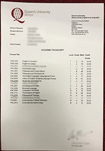 Queen's University of Belfast Transcript, Buy Fake Queen's University of Belfast Transcript