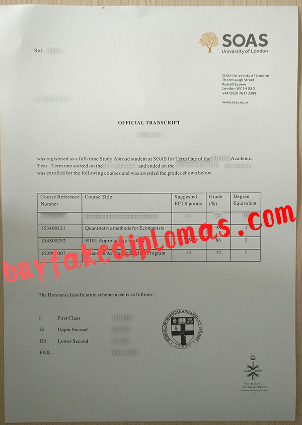 SOAS University of London Transcript, Buy Fake SOAS University of London Transcript