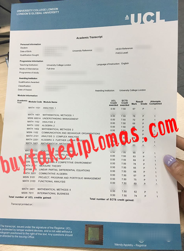 University College London Transcript, Buy Fake University College London Transcript