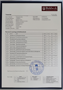 University of London Birkbeck College Transcript, Buy Fake University of London Birkbeck College Transcript