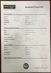 University of Manchester Transcript, Buy Fake University of Manchester Transcript