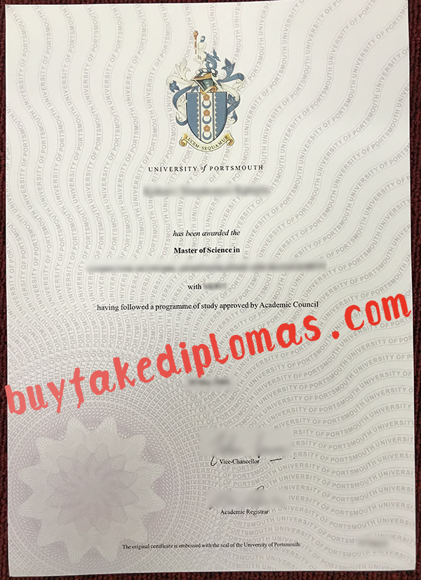 University of Portsmouth Diploma, Buy Fake University of Portsmouth Diploma
