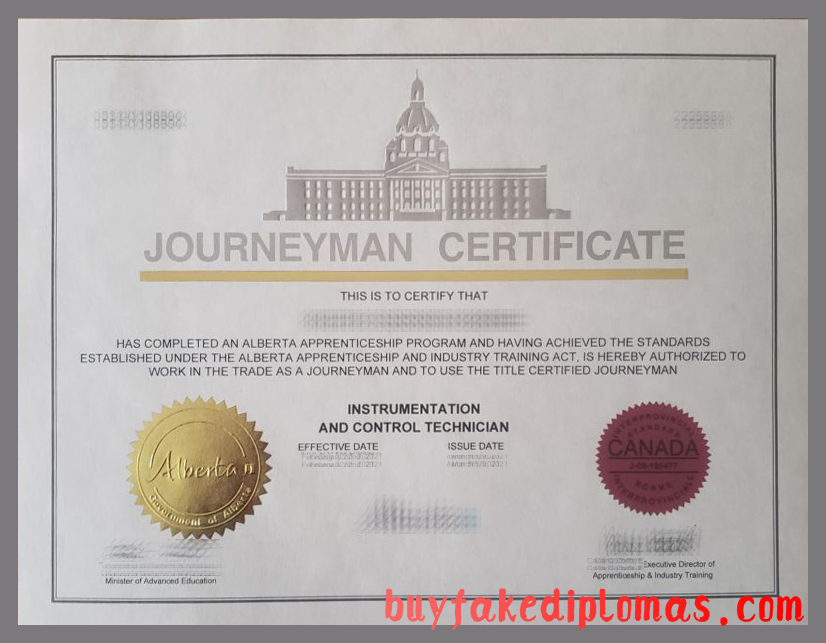 Alberta Journeyman Certificate, Buy Fake Alberta Journeyman Certificate