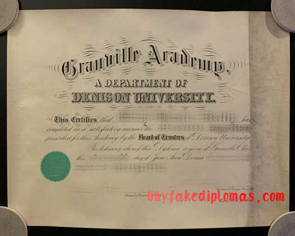 Denison University Certificate, Buy Fake Denison University Certificate