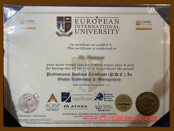 European International University Certificate, Buy Fake European International University Certificate