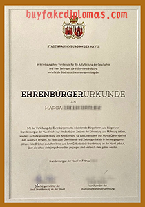 Stadt Brandenburg an der Havel Ehrenbürger Urkunde, Buy Fake Stadt Brandenburg an der Havel Ehrenbürger Urkunde
