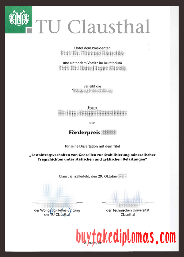 Clausthal University of Technology Degree, Buy Fake Clausthal University of Technology Degree