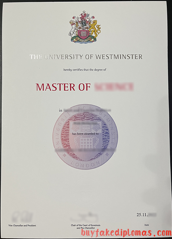 University of Westminster Degree, Buy Fake University of Westminster Degree