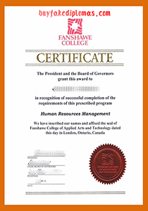 Fanshawe College Certificate, Buy Fake Fanshawe College Certificate