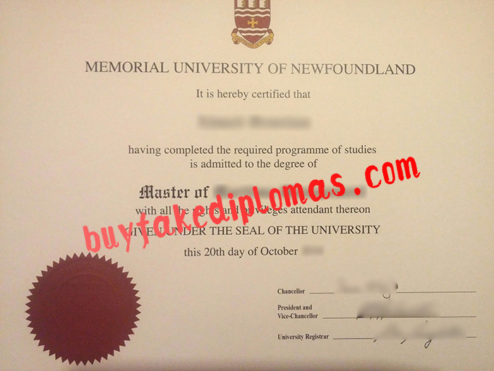 Fake Memorial University of Newfoundland Diploma