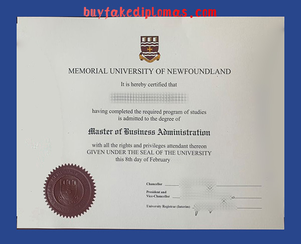 Memorial University of Newfoundland MBA Degree, Buy Fake Memorial University of Newfoundland MBA Degree