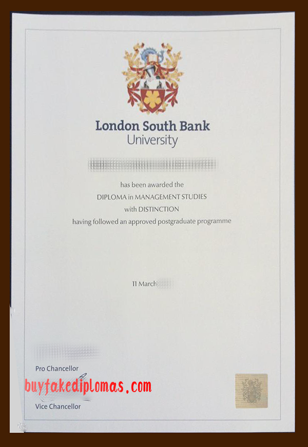 South Bank University Diploma, Buy Fake South Bank University Diploma