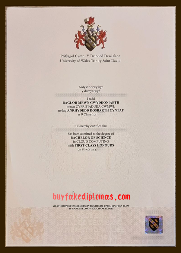 Fake University of Wales Trinity Saint David Degree
