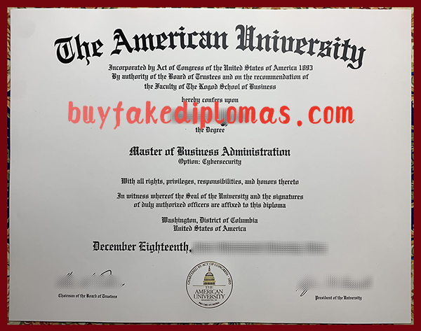 American University MBA Degree Certificate, Fake American University MBA Degree Certificate