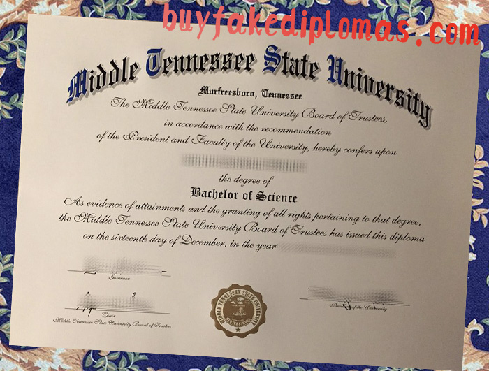 Fake Middle Tennessee State University Degree