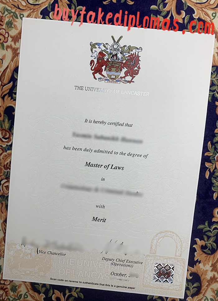 Fake University of Lancaster Master Diploma