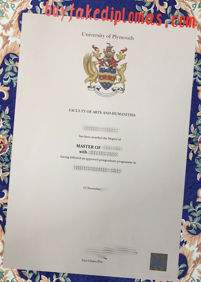 Fake University of Plymouth Degree