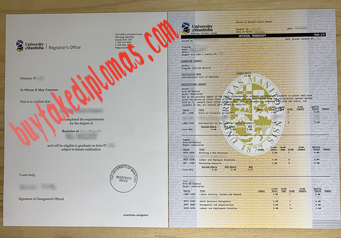 University of Manitoba fake diploma and transcript