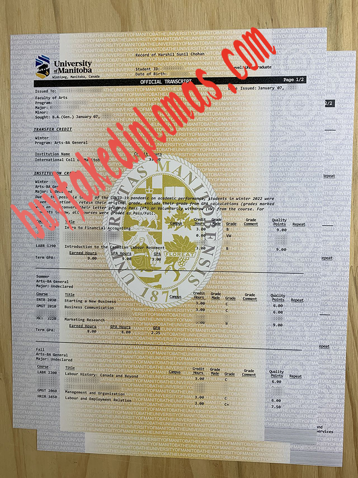 University of Manitoba fake transcript