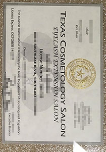 fake Texas Cosmetology Shop License