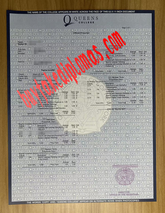 Queens College fake transcript